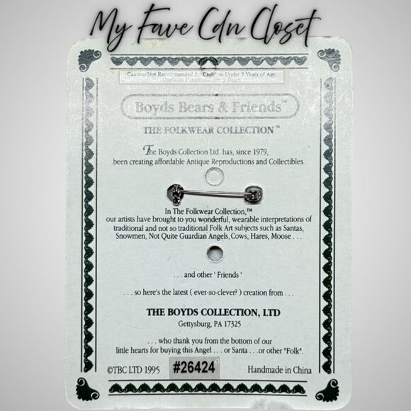 Vintage Boyds Bears Folkwear Collection Brooch**#26424 Guardian Angel of Pennies - Picture 2 of 3